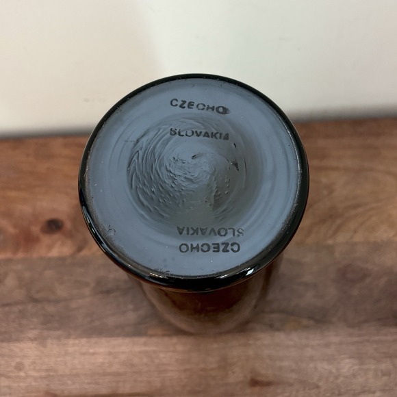 Vintage‎ Czech Black Glass Etched Vase – Birds & Floral – Art Deco Style Moody - Picture 3 of 12